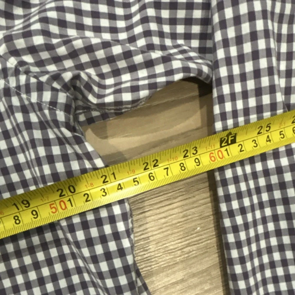 2 Banana Republic Men's Big & Tall Purple Check Dress Shirt L Cotton